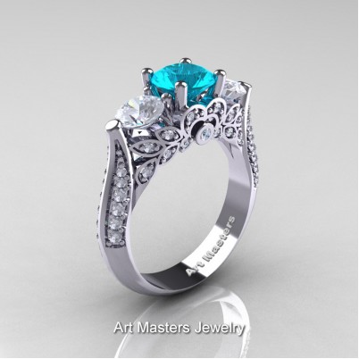 Classic-White-Gold-Three-Stone-Blue-Zircon-White-Sapphire-Diamond-Engagement-Ring-R200-WGDBZ-P-402×402