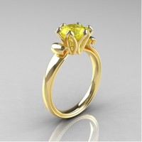 Antique 10K Yellow Gold 1.5 CT Yellow Sapphire Engagement Ring AR127-10KYGYS