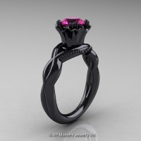 Modern Classic 14K Black Gold 1.0 Ct Pink Sapphire Faegheh Engagement Ring R290-14KBGPS