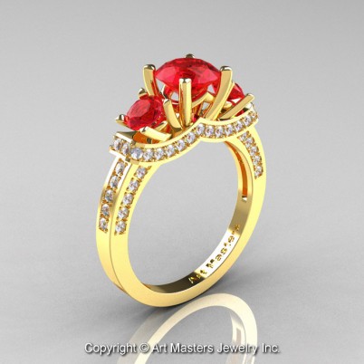 French-14K-Yellow-Gold-Three-Stone-Ruby-Diamond-Engagement-Ring-R182-14KYGDR-P-402×402