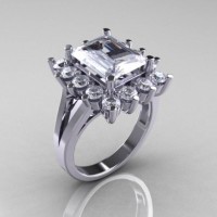 Modern Victorian 10K White Gold 4.0 CT Cubic Zirconia Engagement Ring R217-10KWGCZ