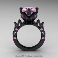 Modern Antique 14K Black Gold 3.0 Ct Light Pink Sapphire Solitaire Wedding Ring R214-14KBGLPS