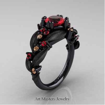 Nature-Classic-14K-Black-Gold-1-0-Ct-Ruby-Champagne-Diamond-Leaf-and-Vine-Engagement-Ring-R340S-14KBGCHDR-P-402×402