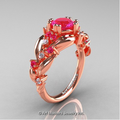 Nature-Classic-14K-Rose-Gold-1-0-Ct-Pink-Sapphire-Diamond-Leaf-and-Vine-Engagement-Ring-R340-14KRGDPS-P-402×402