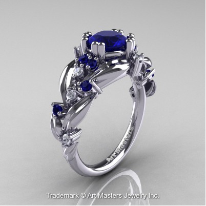 Nature-Classic-14K-White-Gold-1-0-Ct-Blue-Sapphire-Diamond-Leaf-and-Vine-Engagement-Ring-R340-14KWGDBS-P-402×402