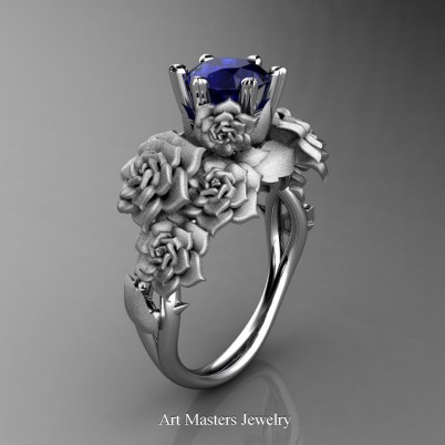 Nature-Inspired-14K-White-Gold-1-0-Ct-Blue-Sapphire-Rose-Bouquet-Leaf-and-Vine-Engagement-Ring-R427-14KWGSBS-P-402×402