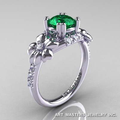Nature-Inspired-14K-White-Gold-1-0-Ct-Emerald-Diamond-Leaf-Vine-Engagement-Ring-R245-WGDEM-P-402×402