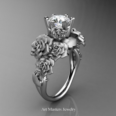 Nature-Inspired-14K-White-Gold-1-0-Ct-White-Sapphire-Rose-Bouquet-Leaf-and-Vine-Engagement-Ring-R427-14KWGSWS-P-402×402