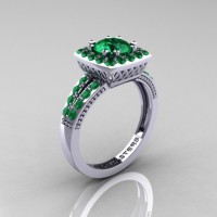 Renaissance Classic 10K White Gold 1.0 Carat Emerald Engagement Ring R220-10KWGEM