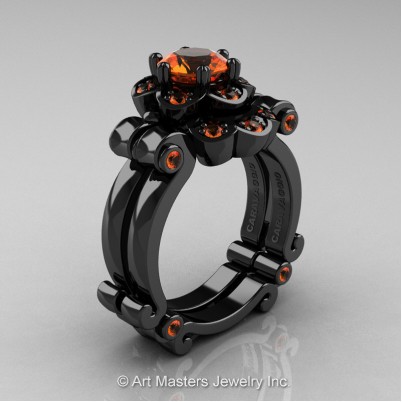 Art-Masters-Caravaggio-14K-Black-Gold-1-Ct-Orange-Sapphire-Engagement-Ring-Wedding-Band-Set-R606S-14KBGOS-P-402×402