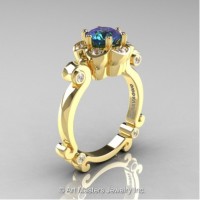Caravaggio 14K Yellow Gold 1.0 Ct Alexandrite Diamond Engagement Ring R606-14KYGDAL