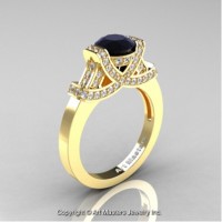 Classc-Armenian-14K-Yellow-Gold-1-0-Ct-Black-and-White-Diamond-Engagement-Ring-Wedding-Ring-R283-14KYGDBD