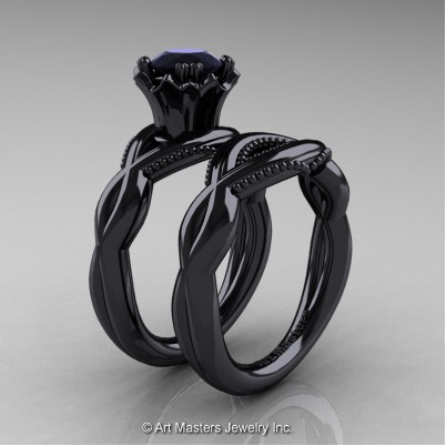 Faegheh-Modern-Classic-14K-Black-Gold-1-0-Ct-Black-Diamond-Engagement-Ring-Wedding-Band-Bridal-Set-R290S-14KBGBD-P-402×402