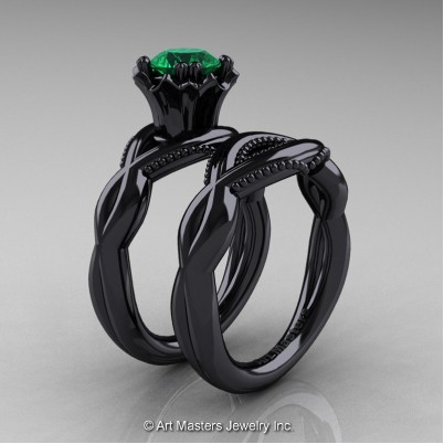 Faegheh-Modern-Classic-14K-Black-Gold-1-0-Ct-Emerald-Engagement-Ring-Wedding-Band-Bridal-Set-R290S-14KBGEM-P-402×402