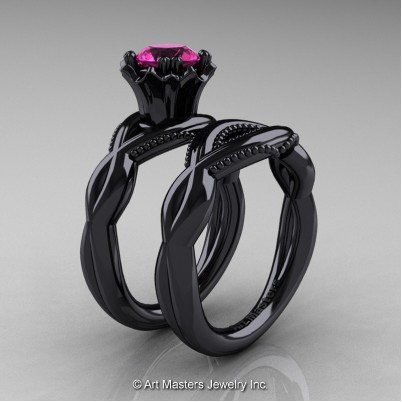 Faegheh-Modern-Classic-14K-Black-Gold-1-0-Ct-Pink-Sapphire-Engagement-Ring-Wedding-Band-Bridal-Set-R290S-14KBGPS-P-402×402