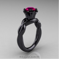 Faegheh Modern Classic 14K Black Gold 1.0 Ct Rose Ruby Solitaire Engagement Ring R290-14KBGRR
