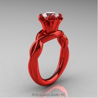 Faegheh Modern Classic 14K Red Gold 1.0 Ct White Sapphire Solitaire Engagement Ring R290-14KREGWS