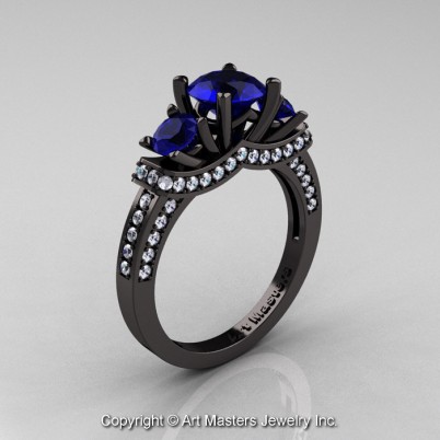 French-Black-Gold-Three-Stone-Blue-Sapphire-Diamond-Wedding-Ring-Engagement-Ring-R182-BGDBS-P2-402×402