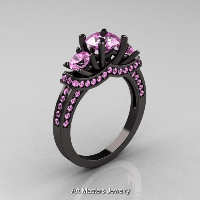 French-Black-Gold-Three-Stone-Light-Pink-Sapphire-Wedding-Ring-Engagement-Ring-R182-BGLPS-P-402×402