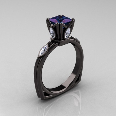 Modern-Antique-14K-Black-Gold-1-CT-Princess-Russian-Alexandrite-Marquise-Cubic-Zirconia-Solitaire-Ring-R219-BGALCZ-P-402×402