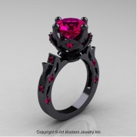 Modern Antique 14K Black Gold 3.0 Ct Rose Ruby Solitaire Engagement Ring Wedding Ring R214-14KBGRR