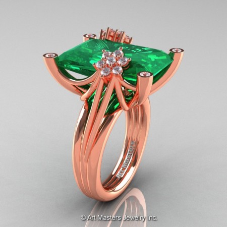 Modern-Bridal-14K-Rose-Gold-Emerald-Diamond-Fantasy-Cocktail-Ring-R292-14KRGDEM-P-700×700