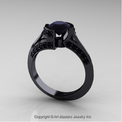 Modern-French-14K-Black-Gold-1-0-Carat-Black-Diamond-Engagement-Ring-Wedding-Ring-R376-14KBGBD-P2-402×402