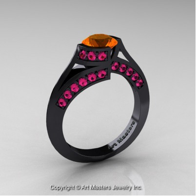 Modern-French-14K-Black-Gold-1-0-Carat-Orange-Sapphire-Pink-Sapphire-Engagement-Ring-Wedding-Ring-R376-14KBGPSOS-P1-402×402
