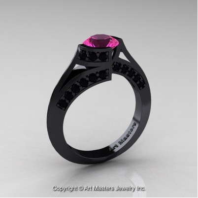 Modern-French-14K-Black-Gold-1-0-Carat-Pink-Sapphire-Black-Diamond-Engagement-Ring-Wedding-Ring-R376-14KBGBDPS-P1-402×402