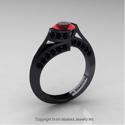 Modern-French-14K-Black-Gold-1-0-Carat-Ruby-Black-Diamond-Engagement-Ring-Wedding-Ring-R376-14KBGBDR-P1-402×402