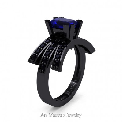 Modern-Victorian-14K-Black-Gold-1-Ct-Emerald-Cut-Blue-Sapphire-Black-Diamond-Engagement-Ring-R344-14KBGBDBS-P-402×402