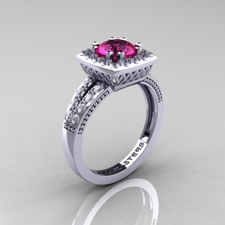 Renaissance-Classic-White-Gold-1-0-Carat-Round-Pink-Sapphire-Diamond-Engagement-Ring-R220-WGDPS-P-700×700