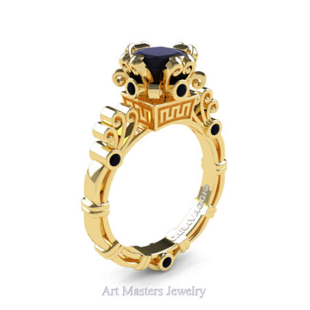 Art-Masters-Caravagio-14K-Yellow-Gold-1-5-Ct-Princess-Black-Diamond-Engagement-Ring-R627-14KYGBD-P