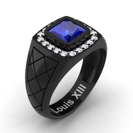 Louis-XIII-Modern-14K-Black-Gold-1-25-Carat-Princess-Blue-Sapphire-Diamond-Wedding-Ring-R1131-14KBGDBS