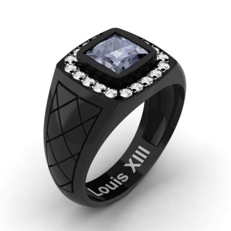 Louis-XIII-Modern-14K-Black-Gold-1-25-Carat-Princess-Grey-Sapphire-Diamond-Wedding-Ring-R1131-14KBGDGS