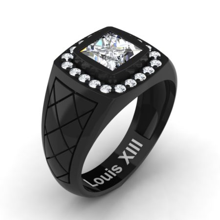 Louis-XIII-Modern-14K-Black-Gold-1-25-Carat-Princess-White-Sapphire-Diamond-Wedding-Ring-R1131-14KBGDWS