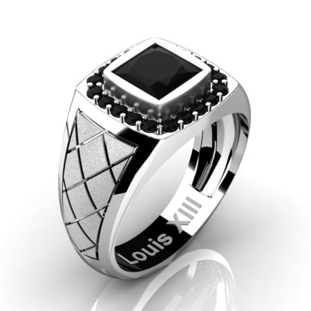 Louis-XIII-Modern-14K-White-Gold-1-25-Carat-Princess-Black-Diamond-Wedding-Ring-R1131-14KSWGBD