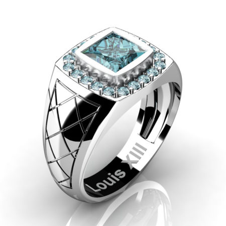 Louis-XIII-Modern-14K-White-Gold-1-25-Carat-Princess-Blue-Diamond-Wedding-Ring-R1131-14KWGDBLD