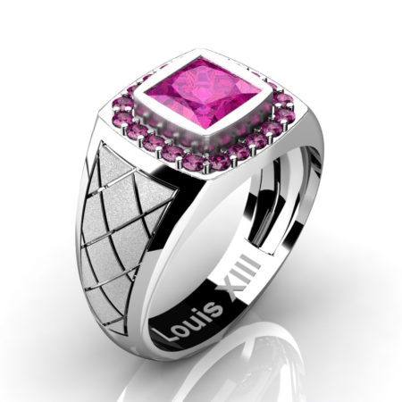Louis-XIII-Modern-14K-White-Gold-1-25-Carat-Princess-Pink-Sapphire-Wedding-Ring-R1131-14KSWGPS