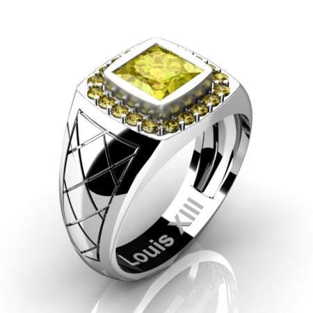 Louis-XIII-Modern-14K-White-Gold-1-25-Carat-Princess-Yellow-Sapphire-Wedding-Ring-R1131-14KWGYS3